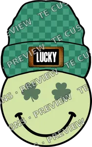 Smiley Face Lucky Beanie St Patricks Graphics