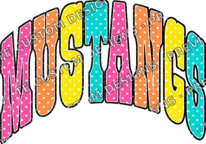 Mustangs Preppy Mascot Neon