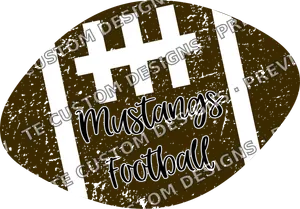 Mustangs Distressed Football
