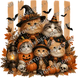 Cute Witch Cats Halloween