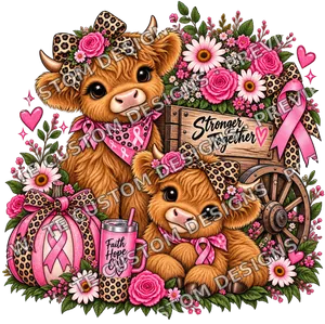 Highland Cow Breast Cancer Awareness