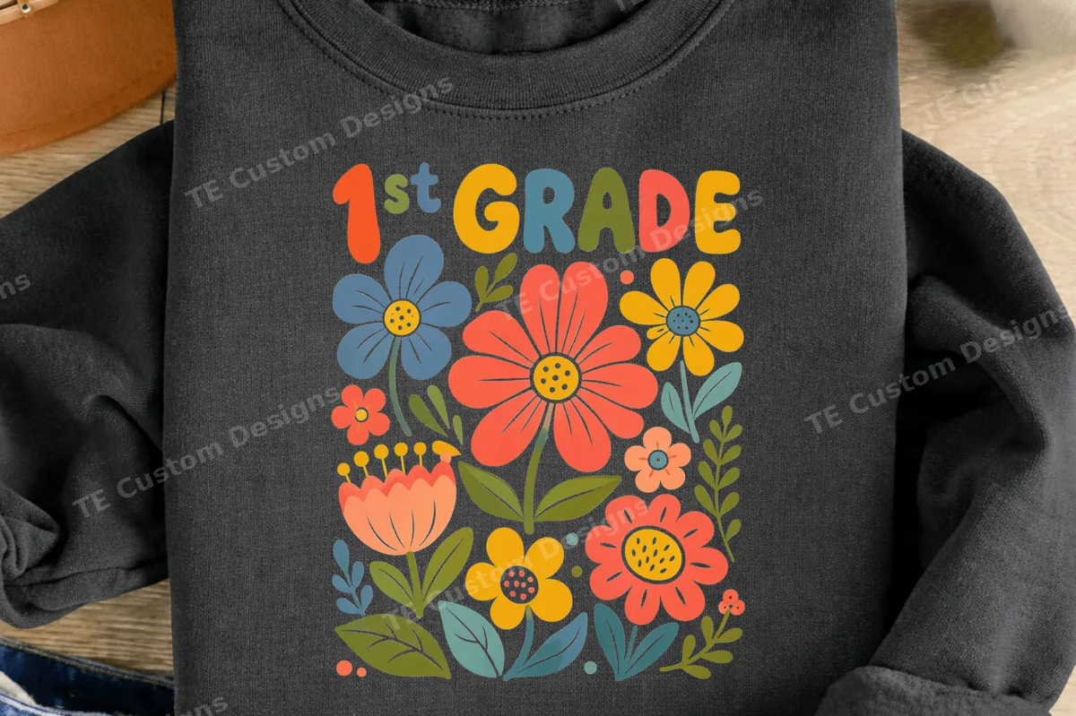 Retro 1st Grade Floral T-shirt
