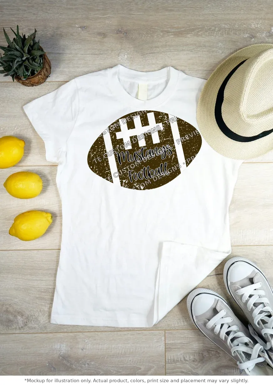 White tee mockup, flat lay on wood