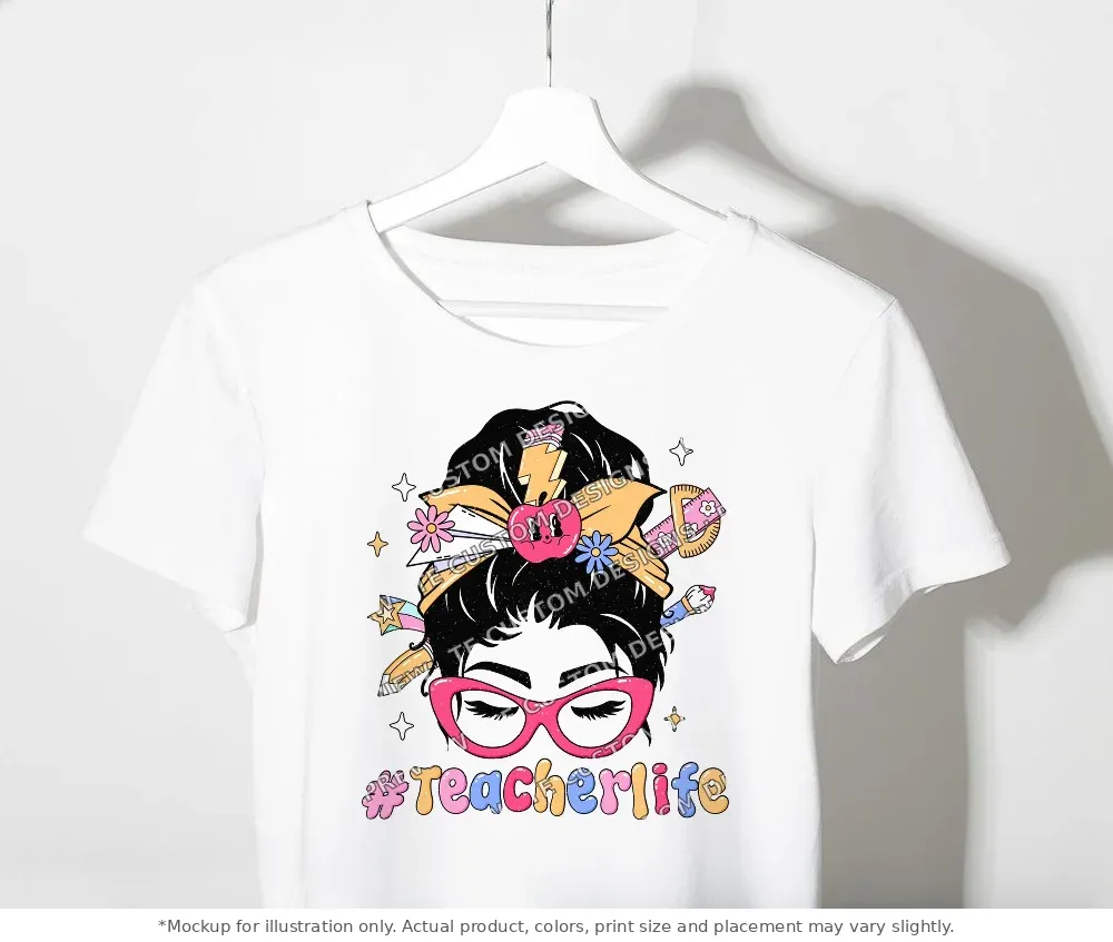 White tee mockup, on a clothes rack