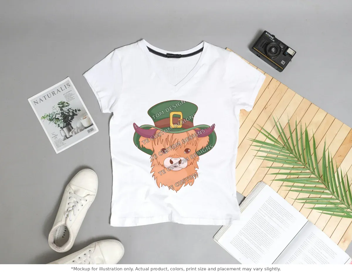 White tee mockup, flat lay with props