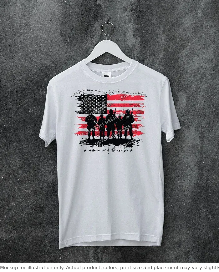 White tee mockup, on a hanger, concrete wall