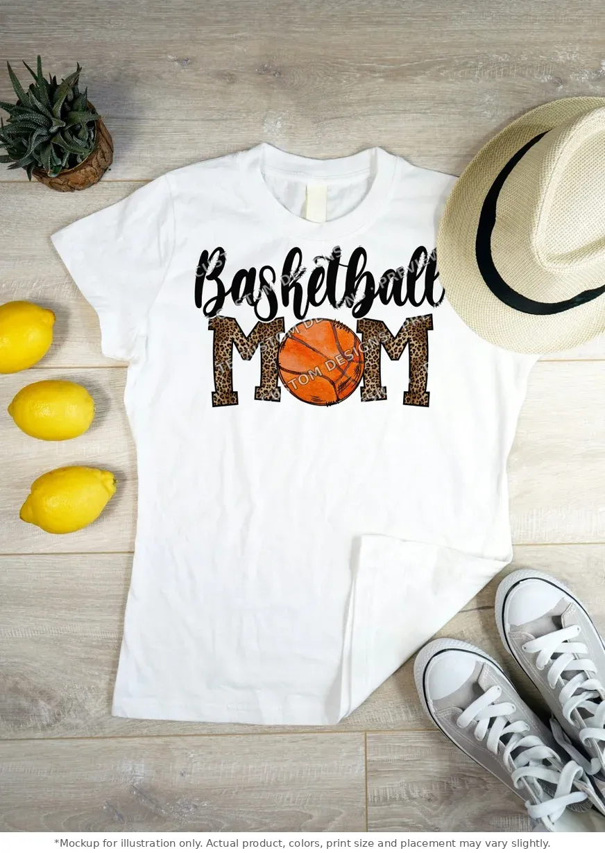 White tee mockup, flat lay on wood