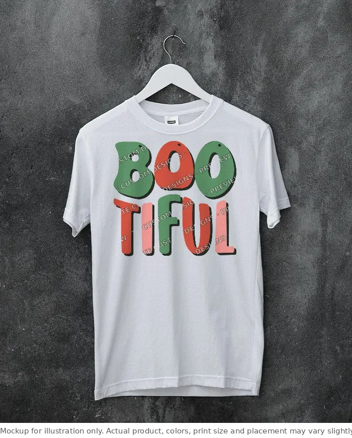 White tee mockup, on a hanger, concrete wall
