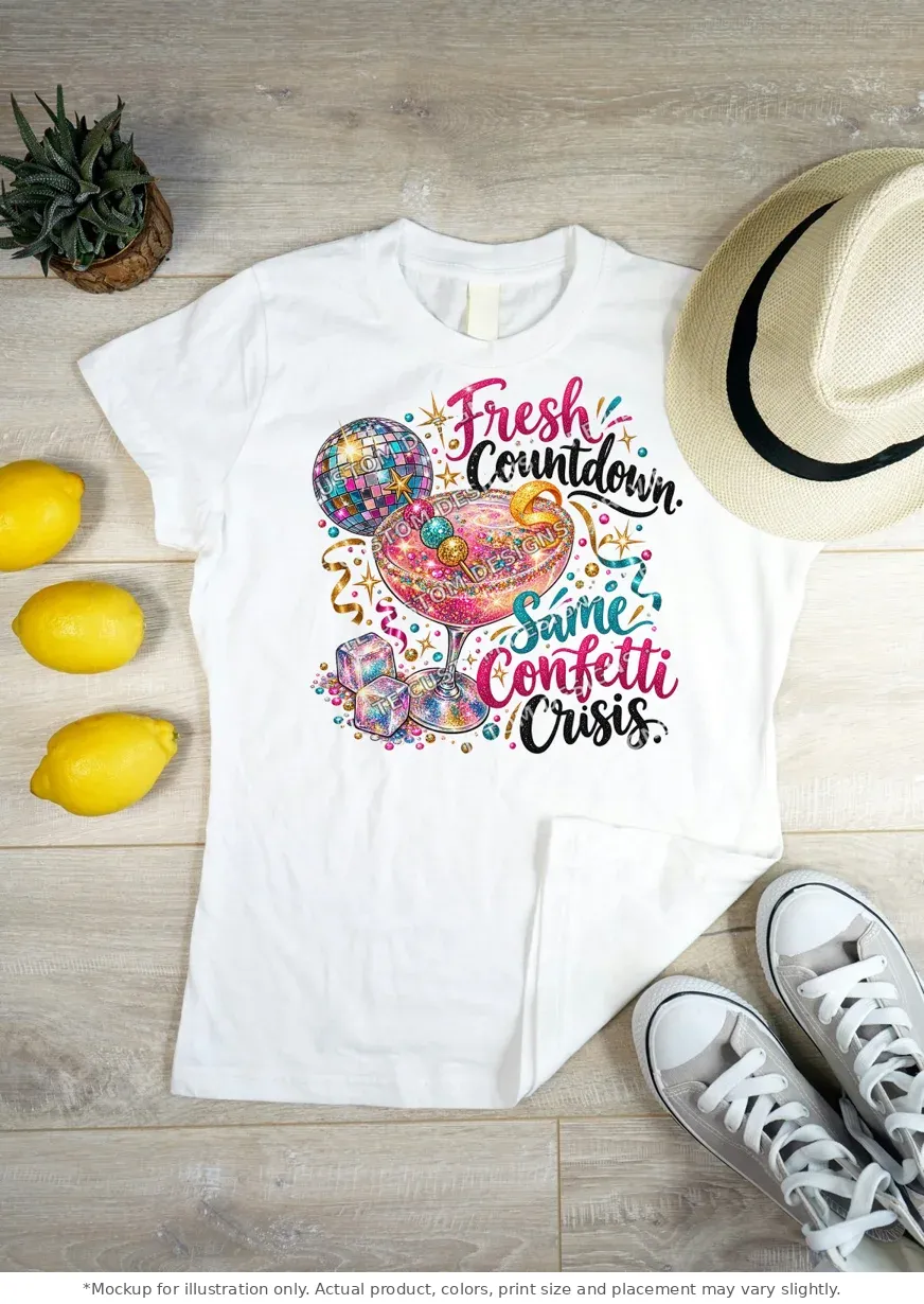White tee mockup, flat lay on wood