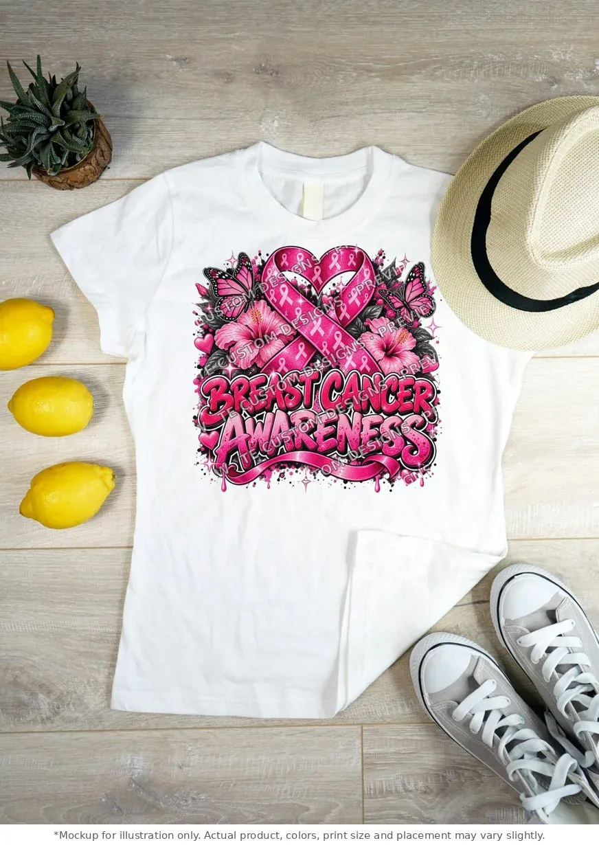 White tee mockup, flat lay on wood
