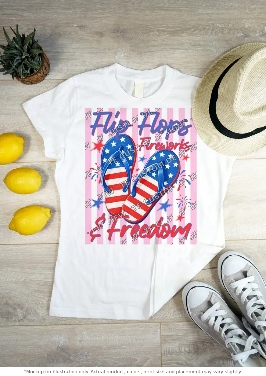 White tee mockup, flat lay on wood
