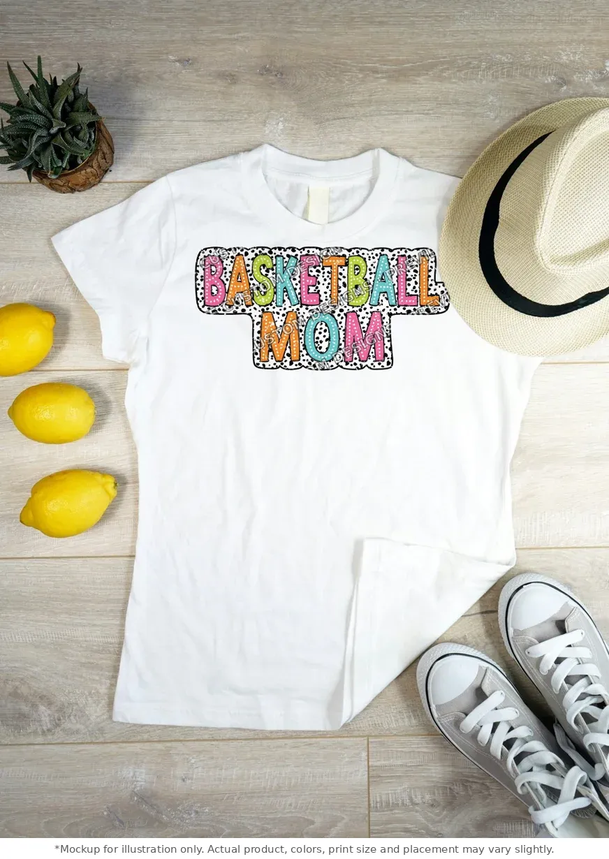 White tee mockup, flat lay on wood