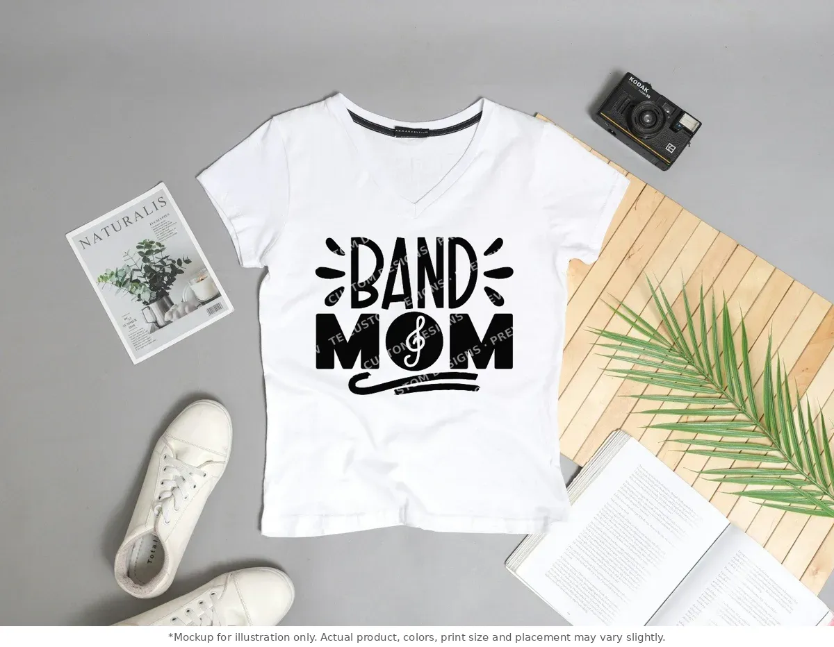 White tee mockup, flat lay with props