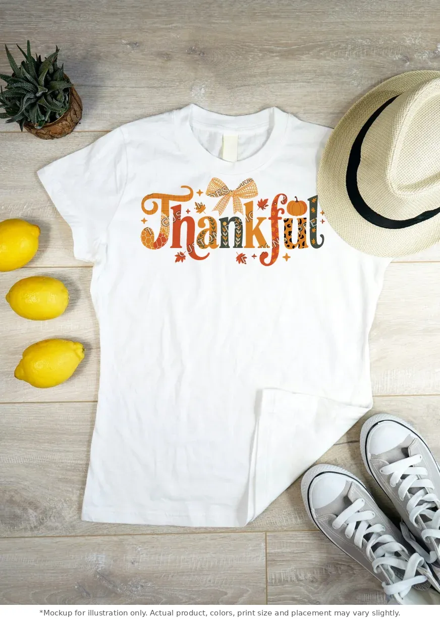 White tee mockup, flat lay on wood