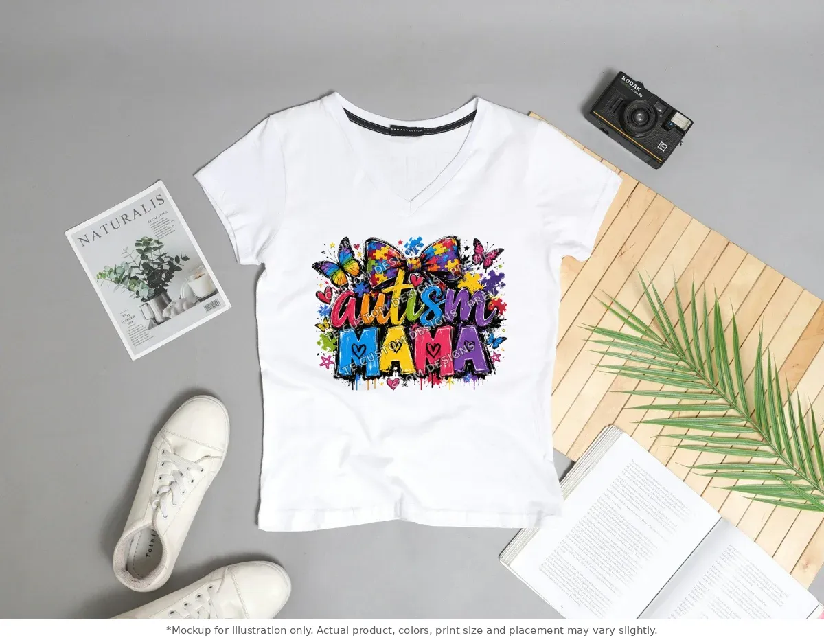 White tee mockup, flat lay with props