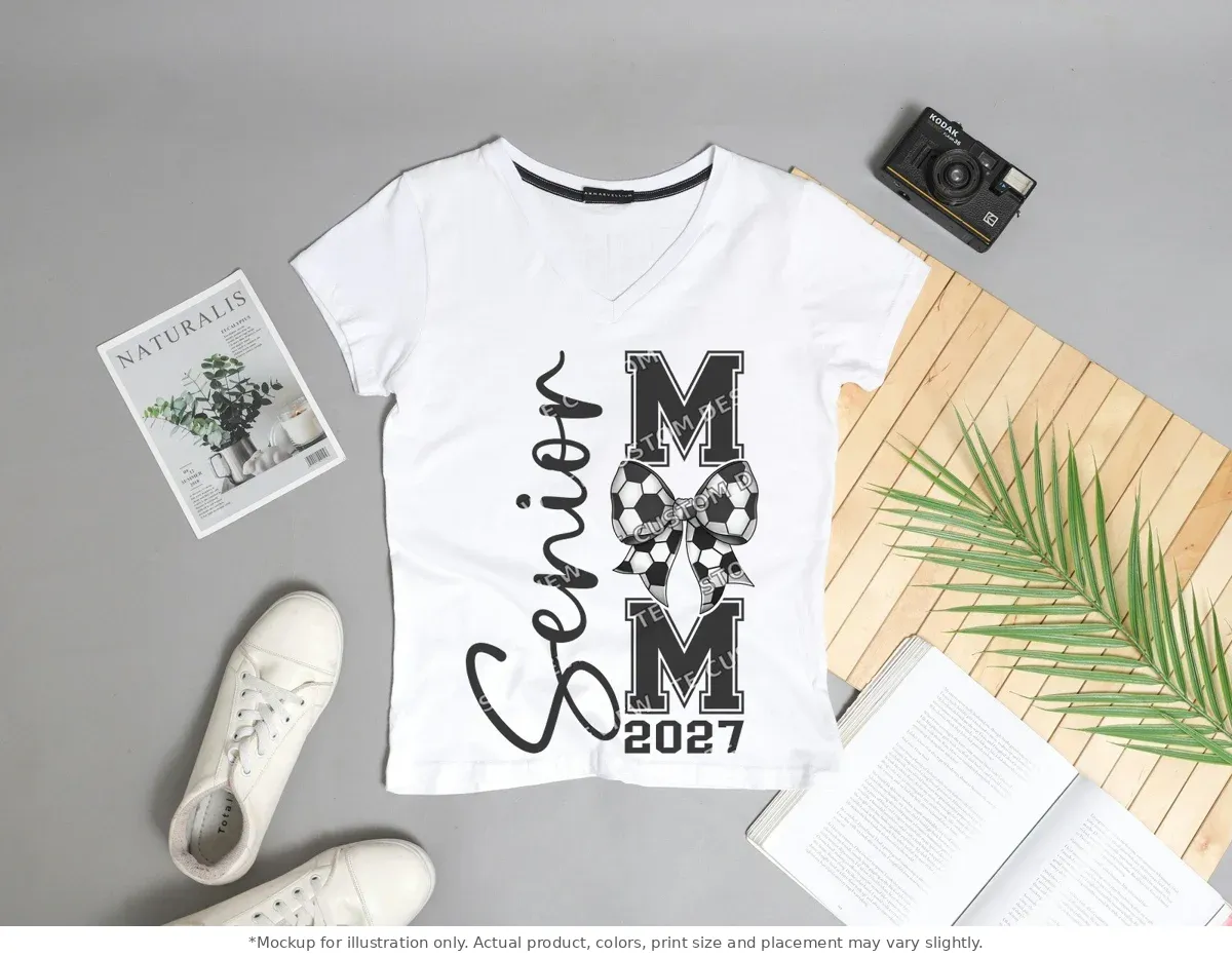 White tee mockup, flat lay with props