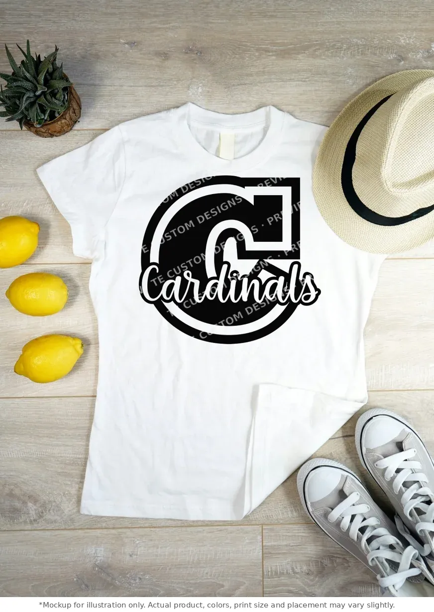 White tee mockup, flat lay on wood