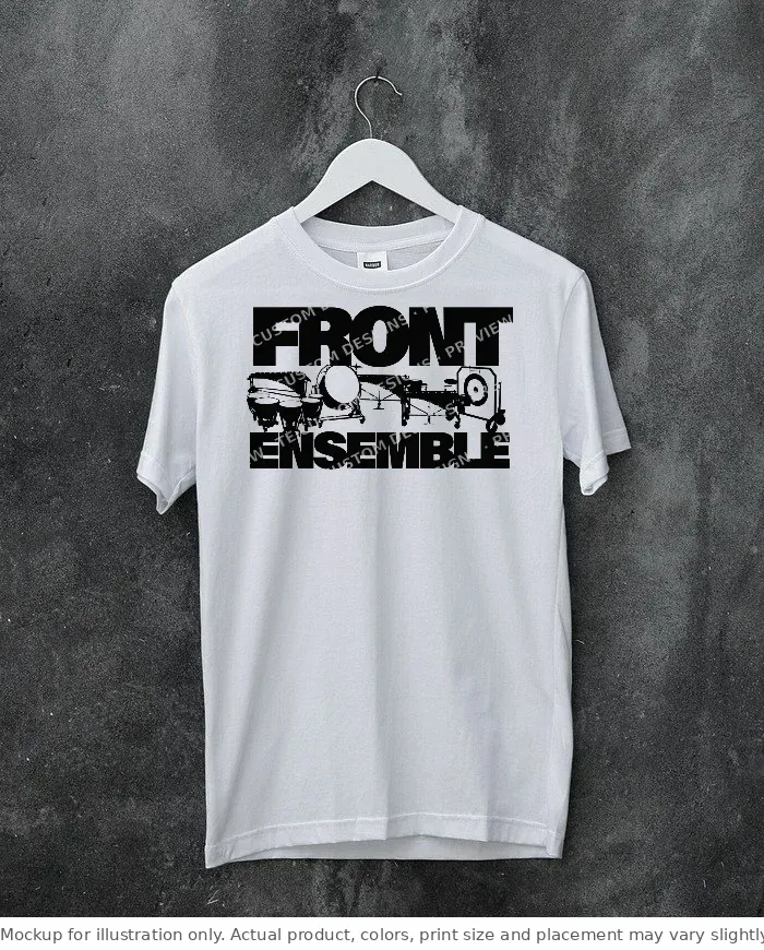 White tee mockup, on a hanger, concrete wall