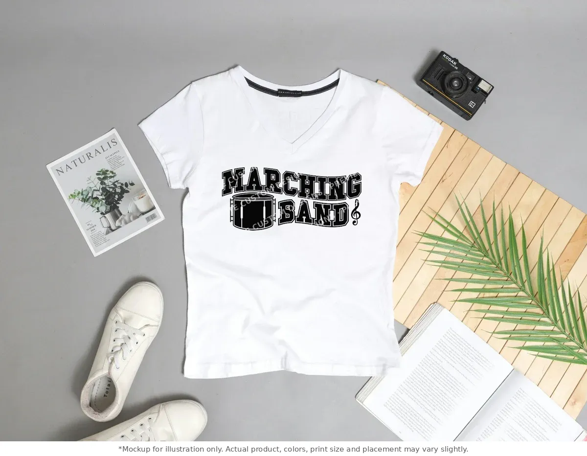 White tee mockup, flat lay with props