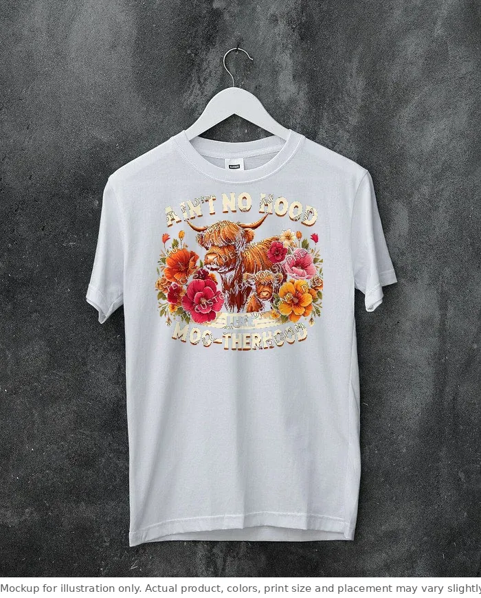 White tee mockup, on a hanger, concrete wall