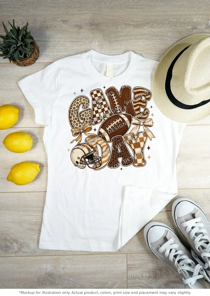 White tee mockup, flat lay on wood