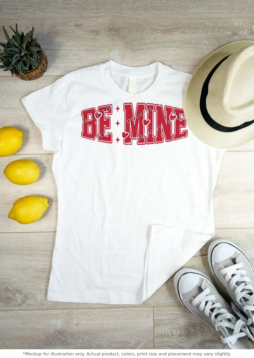 White tee mockup, flat lay on wood