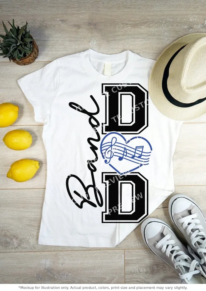 White tee mockup, flat lay on wood