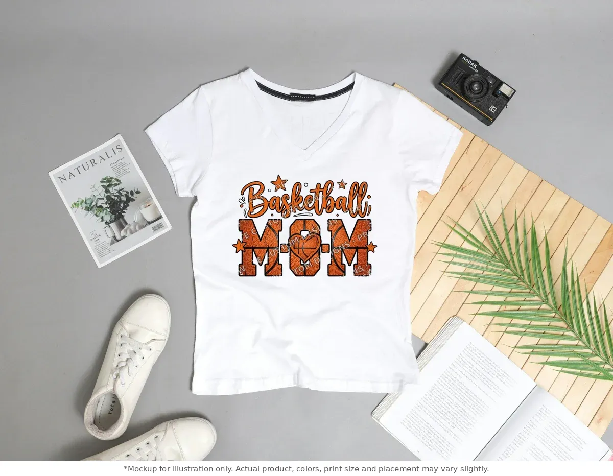 White tee mockup, flat lay with props