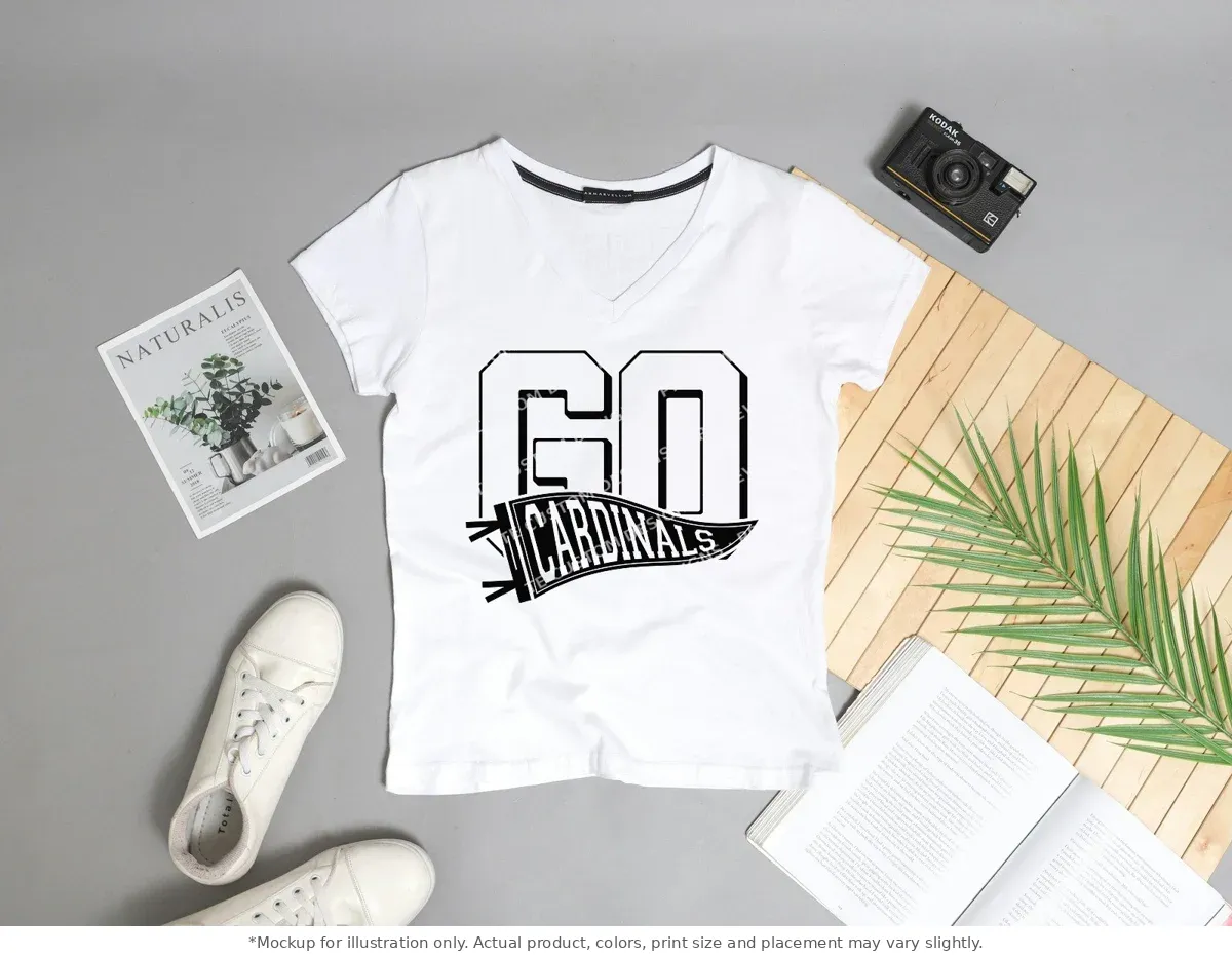 White tee mockup, flat lay with props
