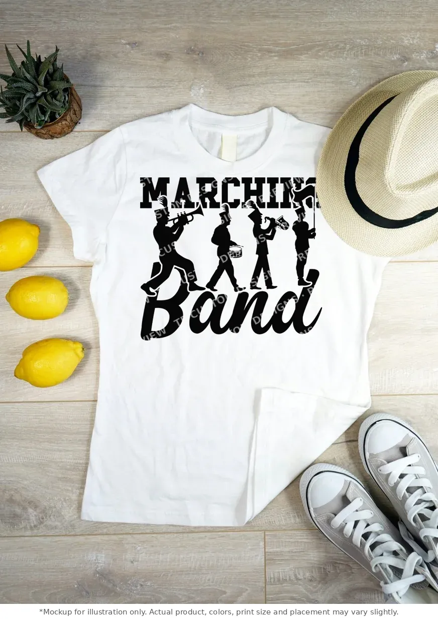 White tee mockup, flat lay on wood