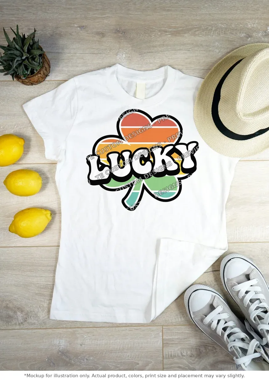 White tee mockup, flat lay on wood