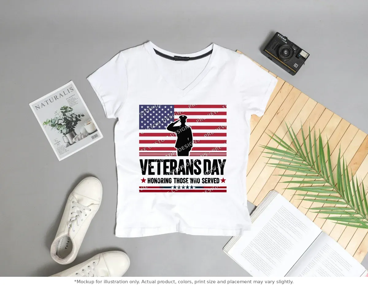 White tee mockup, flat lay with props