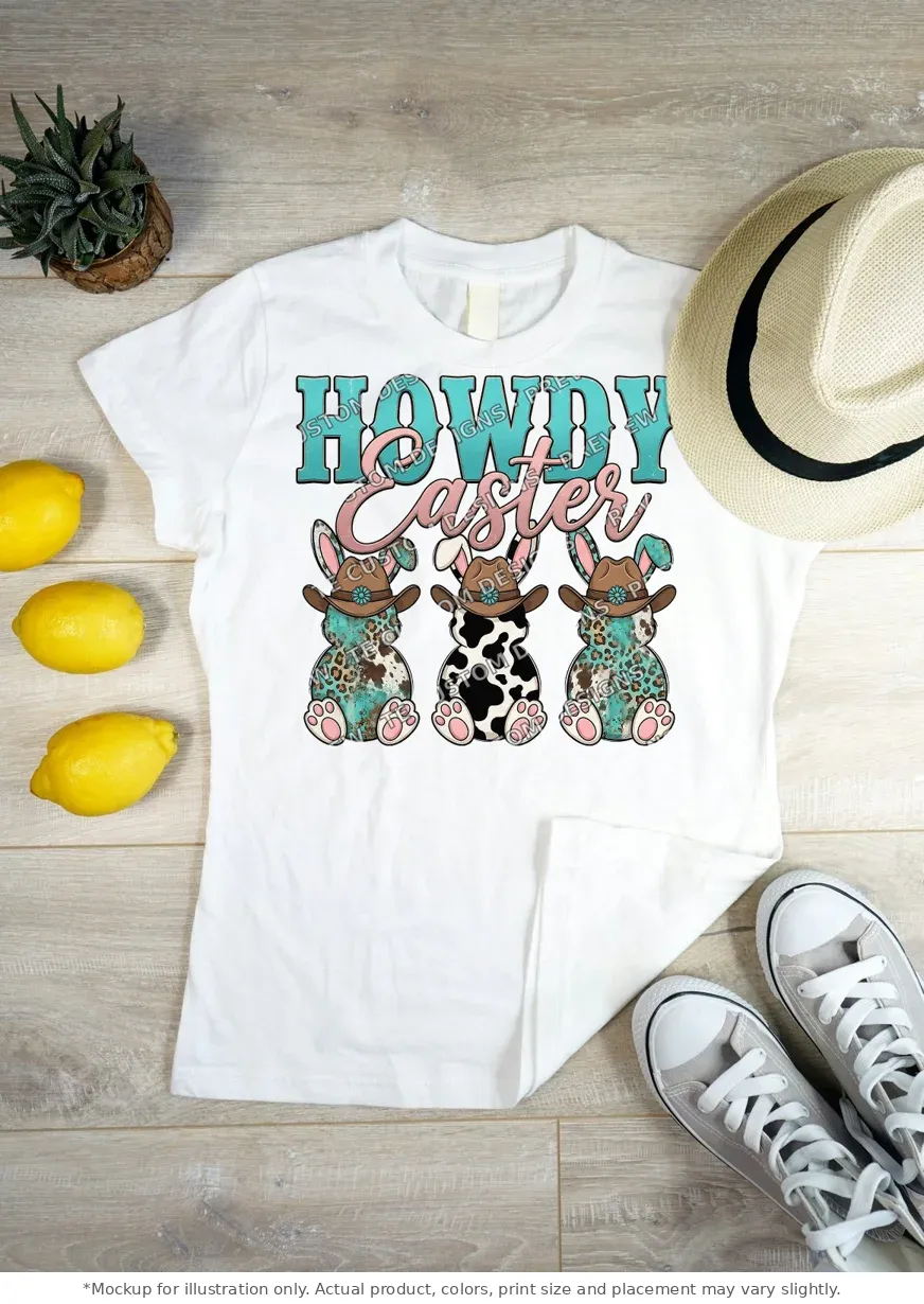 White tee mockup, flat lay on wood
