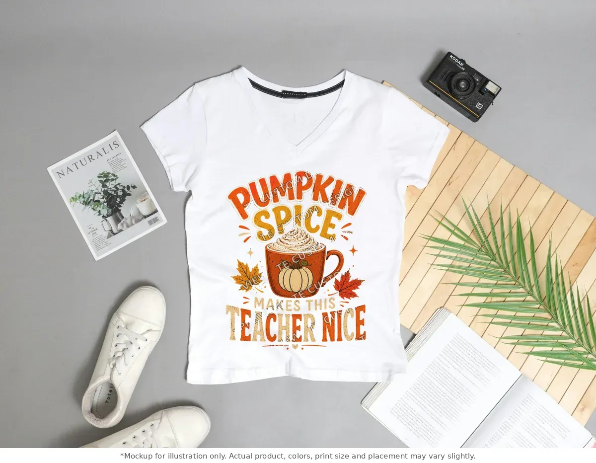 White tee mockup, flat lay with props