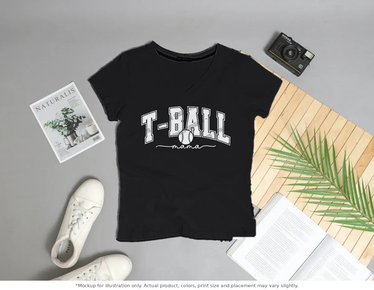 Black tee mockup, flat lay with props