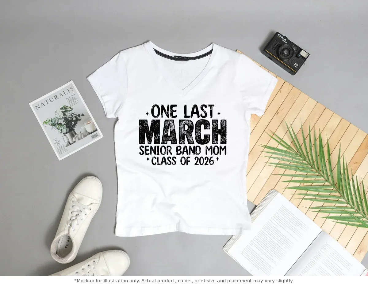 White tee mockup, flat lay with props