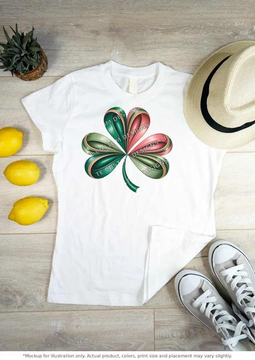 White tee mockup, flat lay on wood