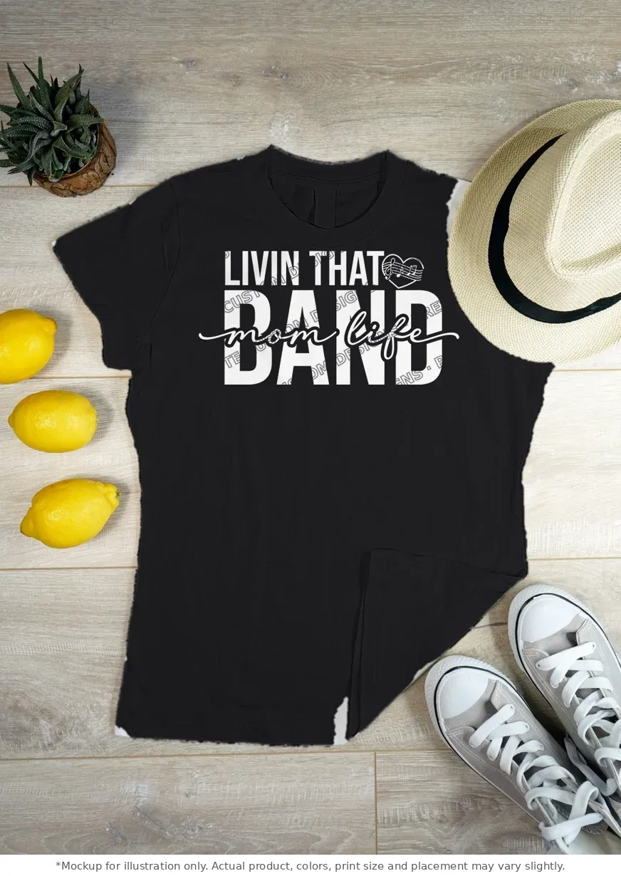 Black tee mockup, flat lay on wood