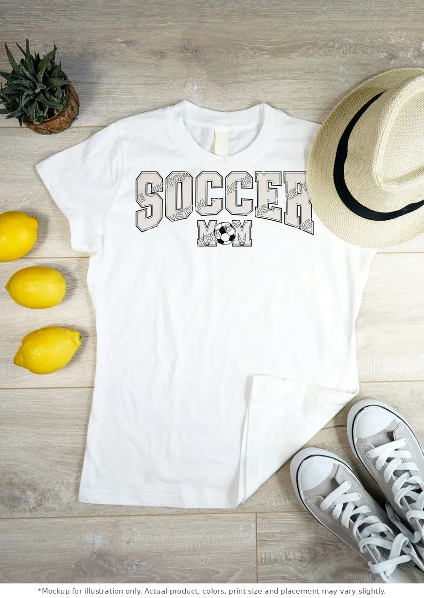 White tee mockup, flat lay on wood