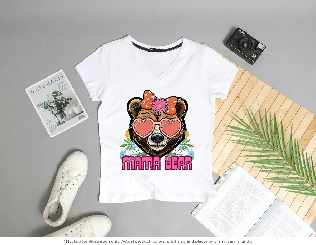 White tee mockup, flat lay with props