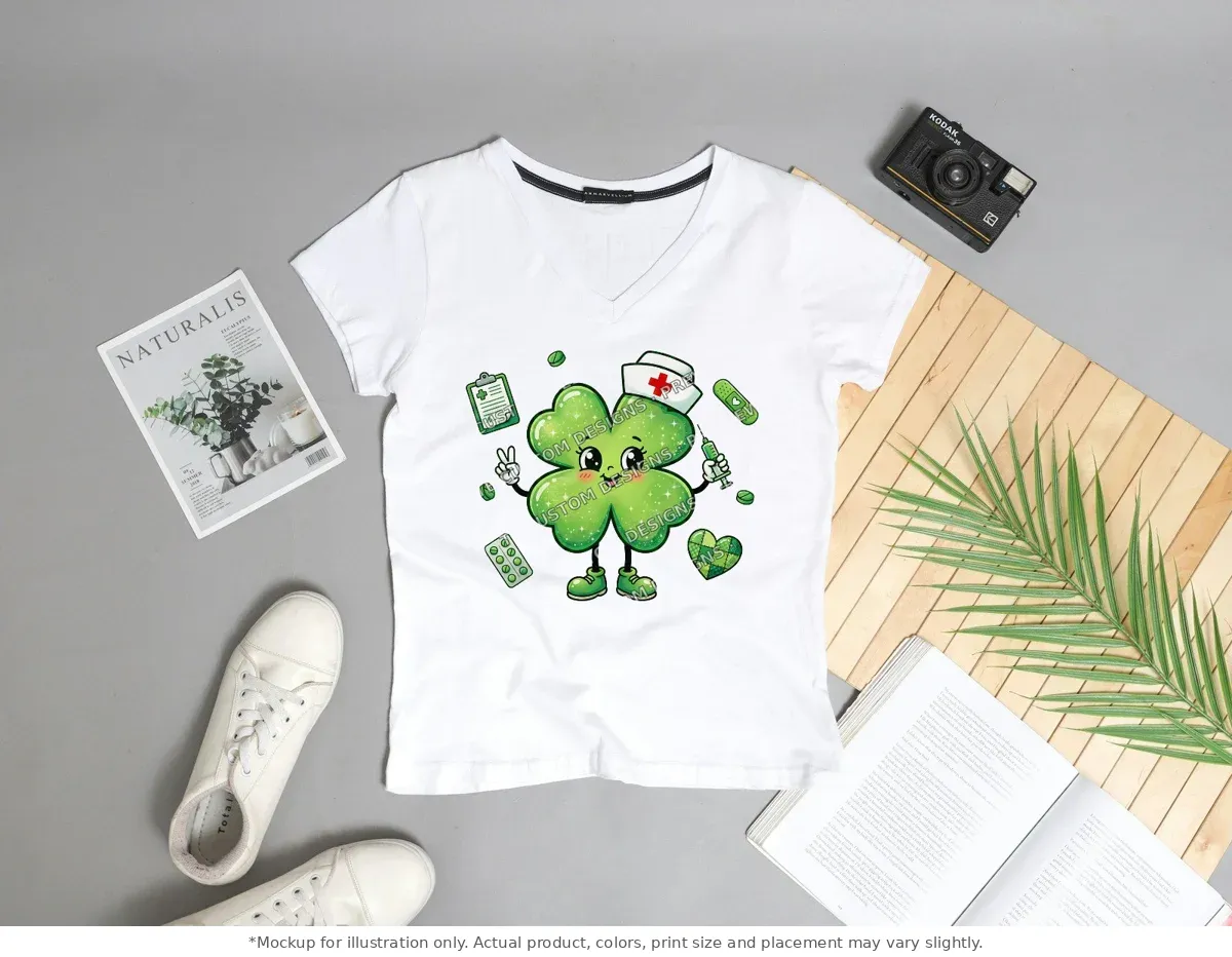 White tee mockup, flat lay with props