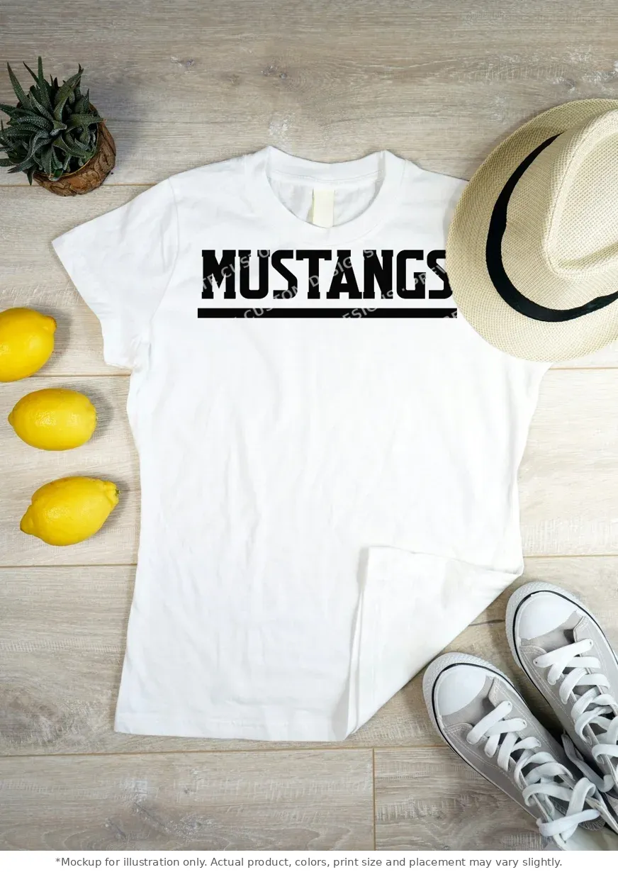White tee mockup, flat lay on wood