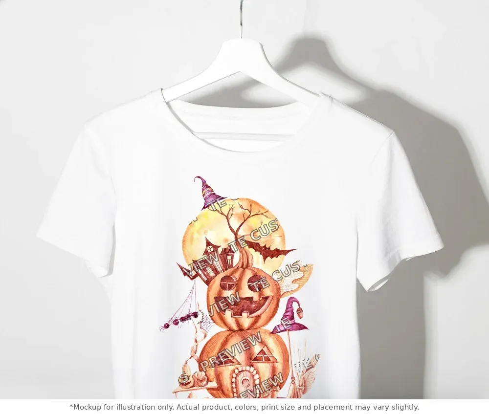 White tee mockup, on a clothes rack