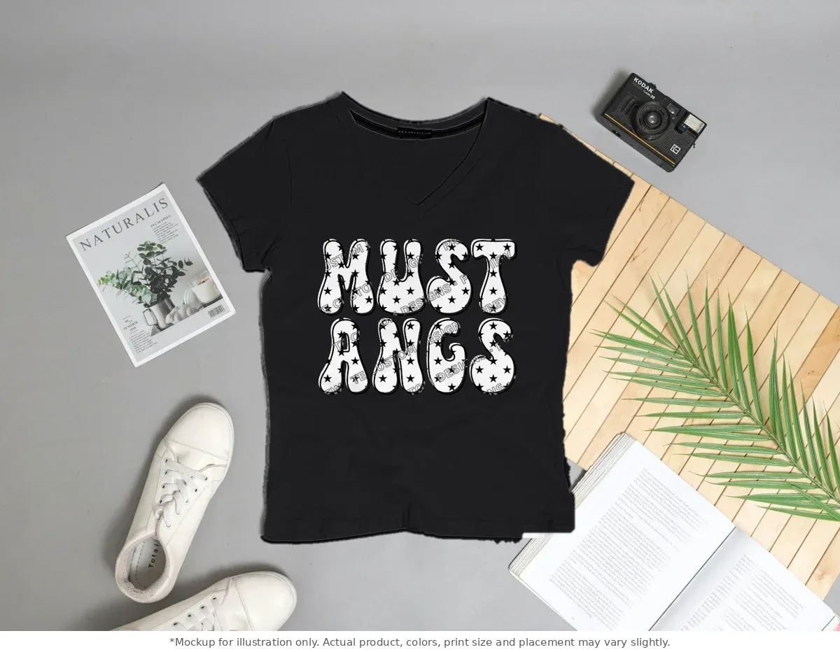 Black tee mockup, flat lay with props