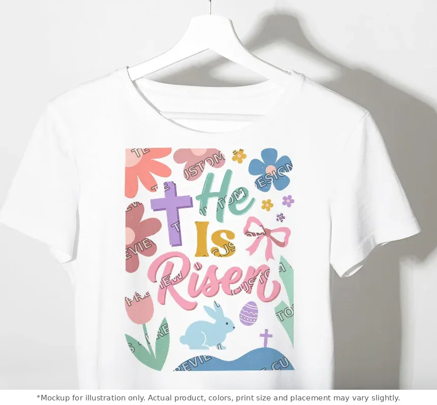 White tee mockup, on a hanger