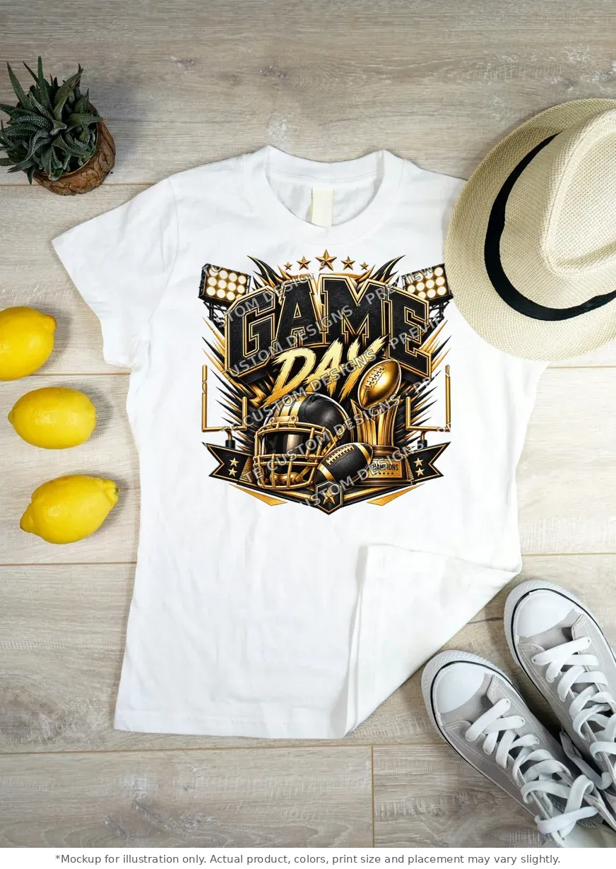 White tee mockup, flat lay on wood