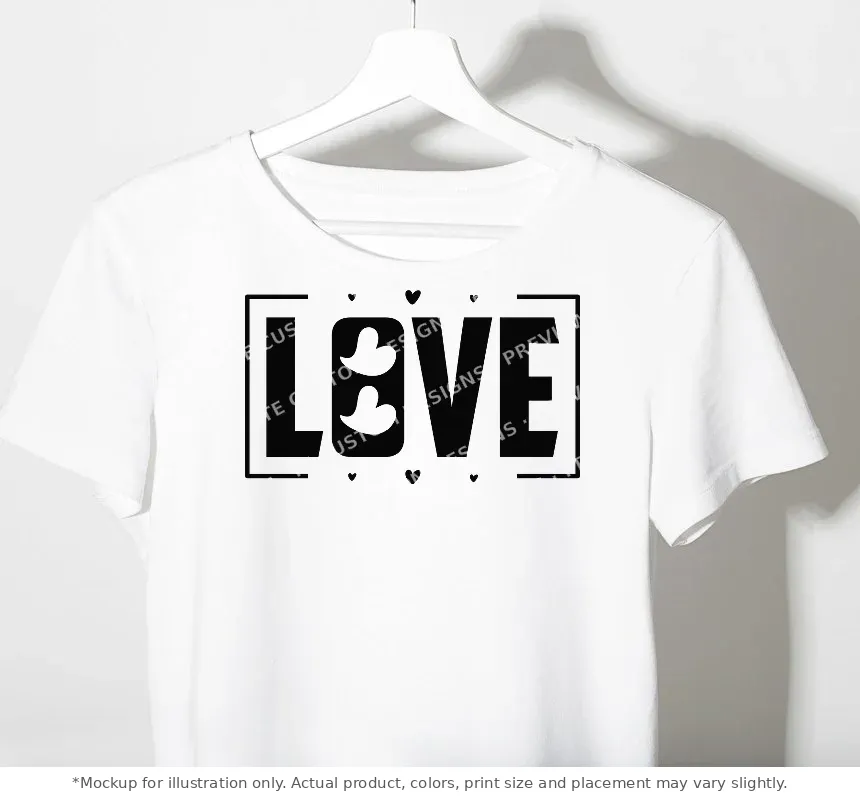 White tee mockup, on a hanger