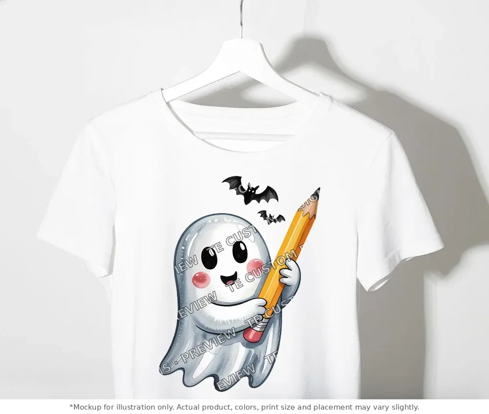 White tee mockup, on a clothes rack