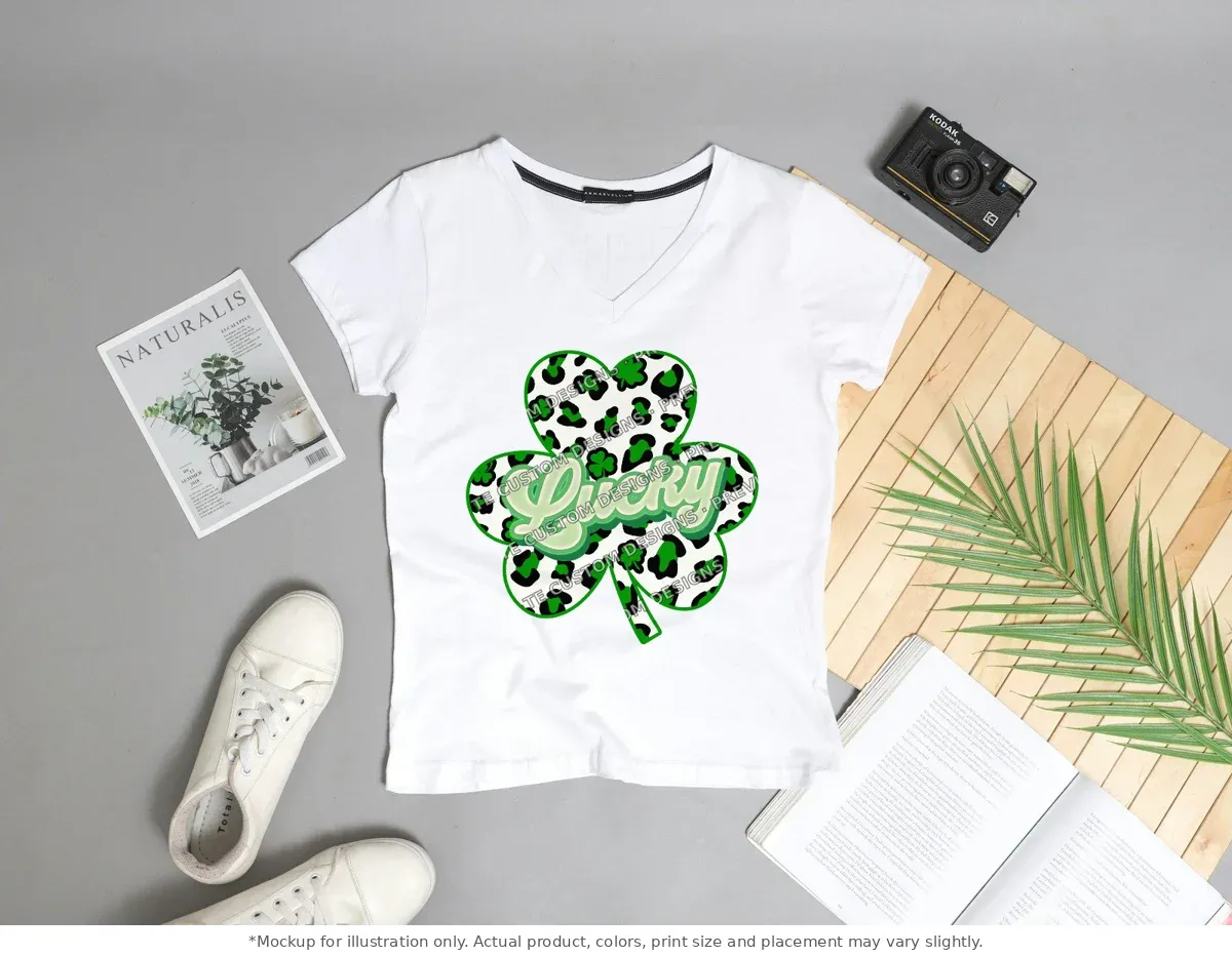 White tee mockup, flat lay with props