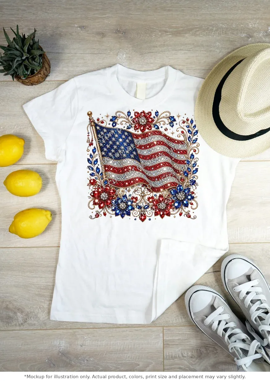 White tee mockup, flat lay on wood